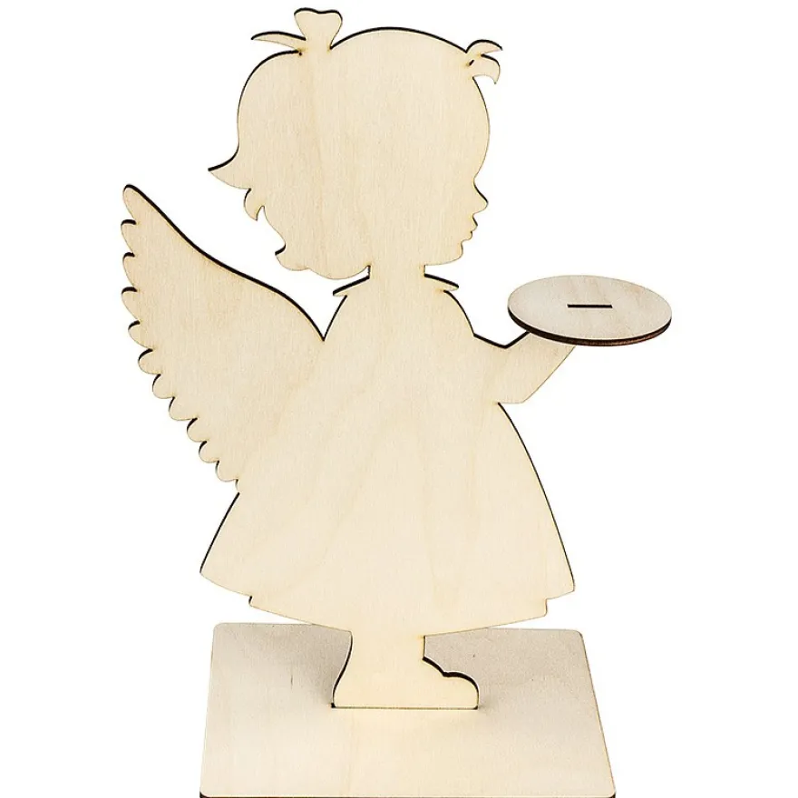Deko-Engel aus Holz zum Aufstellen, 31cm x 19,2cm, mit Podest