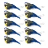 Deko-Federvögel, Blaumeisen, 2,2cm x 5,5cm x 3cm, 10 Stück