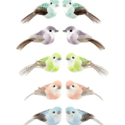 Deko-Federvögel, 5cm x 2,4cm x 2,3cm, 5 verschiedene Farben, 10 Stück