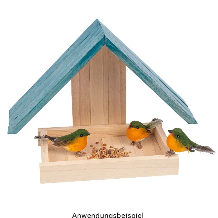 Deko-Federvögel, Rotkehlchen, 2cm x 6,5cm x 3,8cm, 10 Stück
