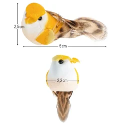 Deko-Federvögel, Sortierung 4, 2,2cm x 5cm x 2,5cm, 5 Farben, 10 Stück