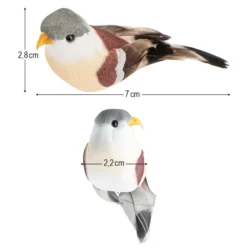 Deko-Federvögel, Sortierung 2, 2,2cm x 7cm x 2,8cm, braun, 9 Stück