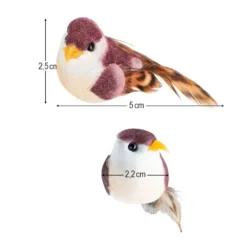 Deko-Federvögel, Sortierung 3, 2,2cm x 5cm x 2,5cm, 5 Farben, 10 Stück