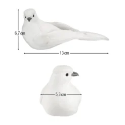 Deko-Federvögel, Taubenpaar 2, 5,3cm x 13cm x 6,7cm, weiß, 4 Stück