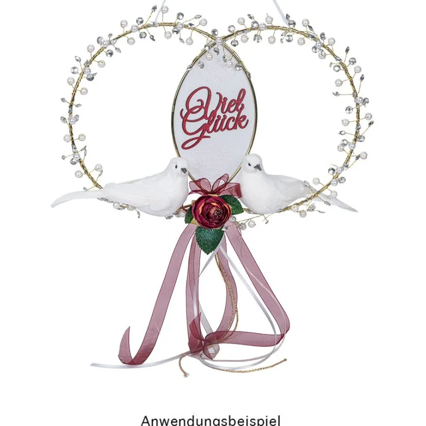 Deko-Federvögel, Taubenpaar 2, 5,3cm x 13cm x 6,7cm, weiß, 4 Stück