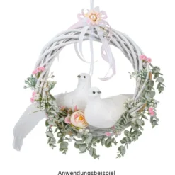 Deko-Federvögel, Taubenpaar 1, 7,4cm x 28cm x 9,6cm, weiß, 2 Stück