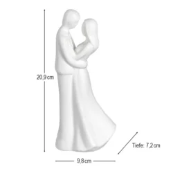 Deko-Figur, Brautpaar 2, 20,9cm x 9,8cm x 7,2cm, matt-weiß