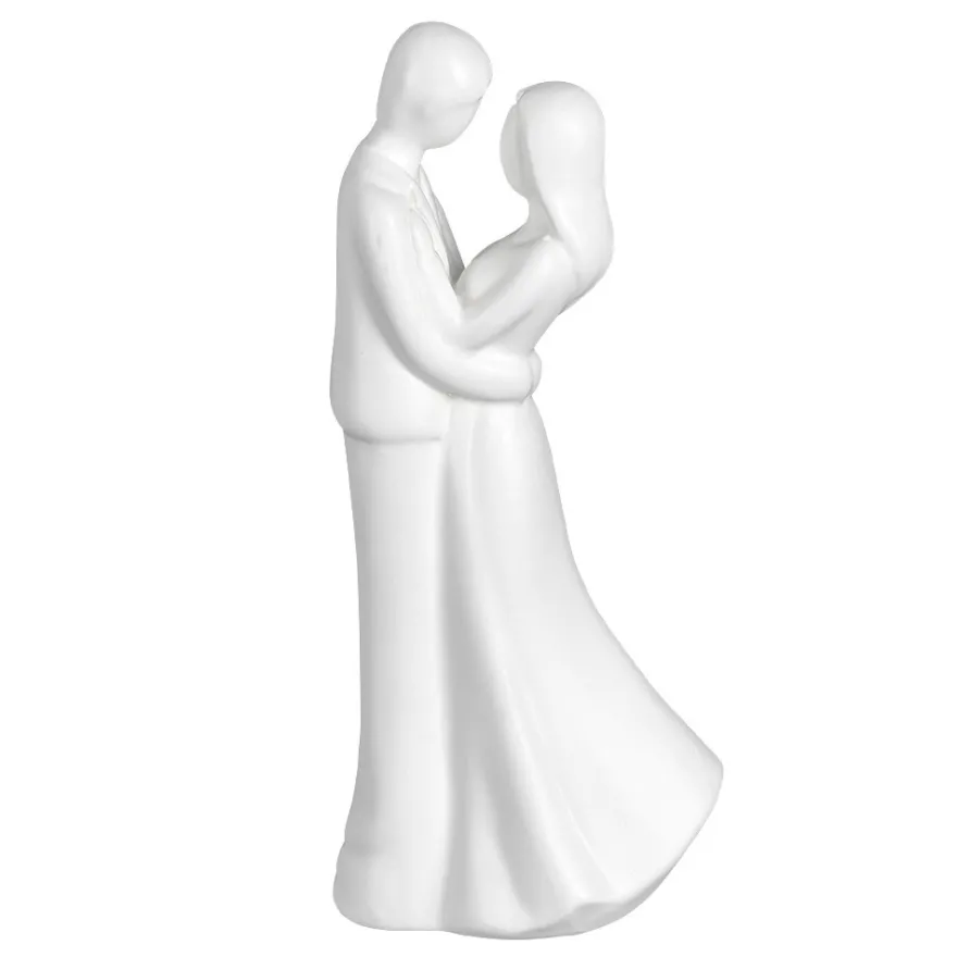 Deko-Figur, Brautpaar 2, 20,9cm x 9,8cm x 7,2cm, matt-weiß