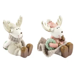 Deko-Figuren, Elch-Paar, 7cm hoch, sitzend, 2 Stück