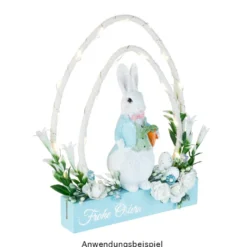 Deko-Figuren, Hasenpaar mit Möhre & Osterei, 13cm hoch, 6cm breit, 2 Stück