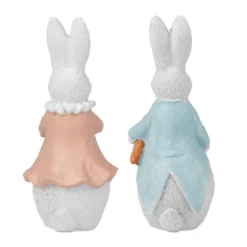 Deko-Figuren, Hasenpaar mit Möhre & Osterei, 13cm hoch, 6cm breit, 2 Stück