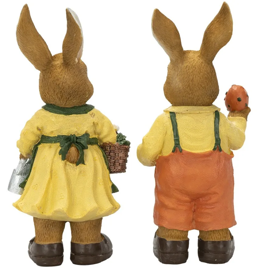 Deko-Figuren, Hasenpaar mit Möhren & Osterei, 19cm hoch, 2 Stück