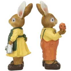 Deko-Figuren, Hasenpaar mit Möhren & Osterei, 19cm hoch, 2 Stück