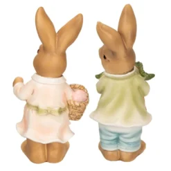 Deko-Figuren, Hasenpaar mit Möhren & Ostereiern 2, Mädchen, 2 Stück