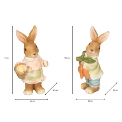 Deko-Figuren, Hasenpaar mit Möhren & Ostereiern 2, Mädchen, 2 Stück