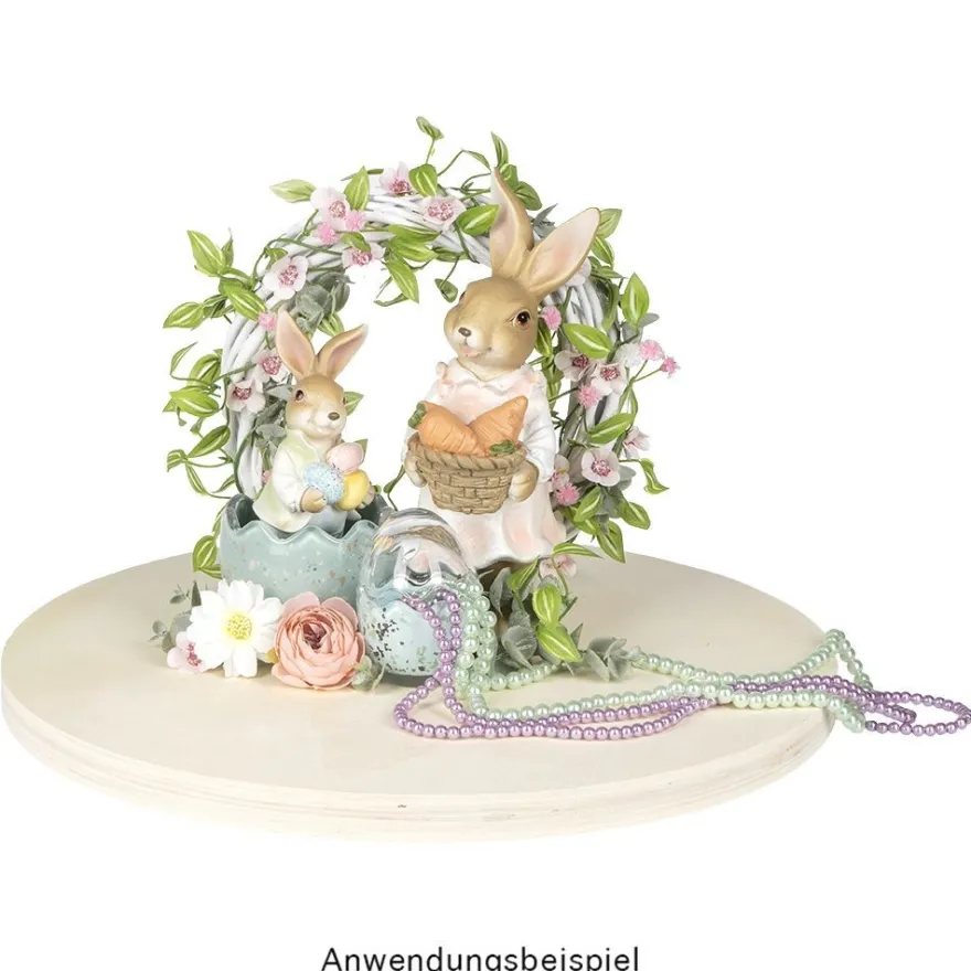Deko-Figuren, Hasenpaar mit Möhren & Ostereiern 1, Mädchen: 21,4cm hoch, Junge: 22,3cm hoch, 2 Stück