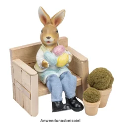 Deko-Figuren, Hasenpaar mit Schlenkerbeinen 1, Mädchen und Junge, 2 Stück