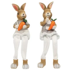 Deko-Figuren, Hasenpaar mit Schlenkerbeinen 2, Kantenhocker, 2 Stück