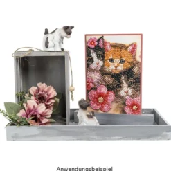 Deko-Figuren, Katzen, ca. 5 cm und 6 cm hoch, 2 Stück