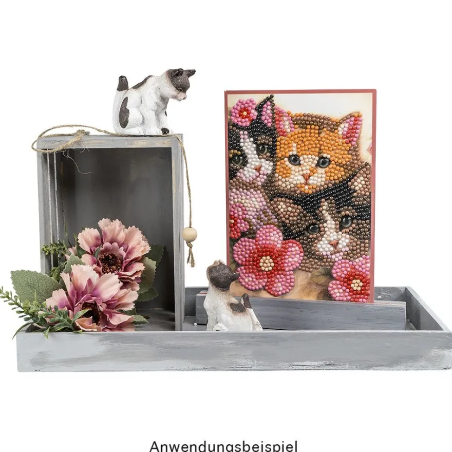 Deko-Figuren, Katzen, ca. 5 cm und 6 cm hoch, 2 Stück