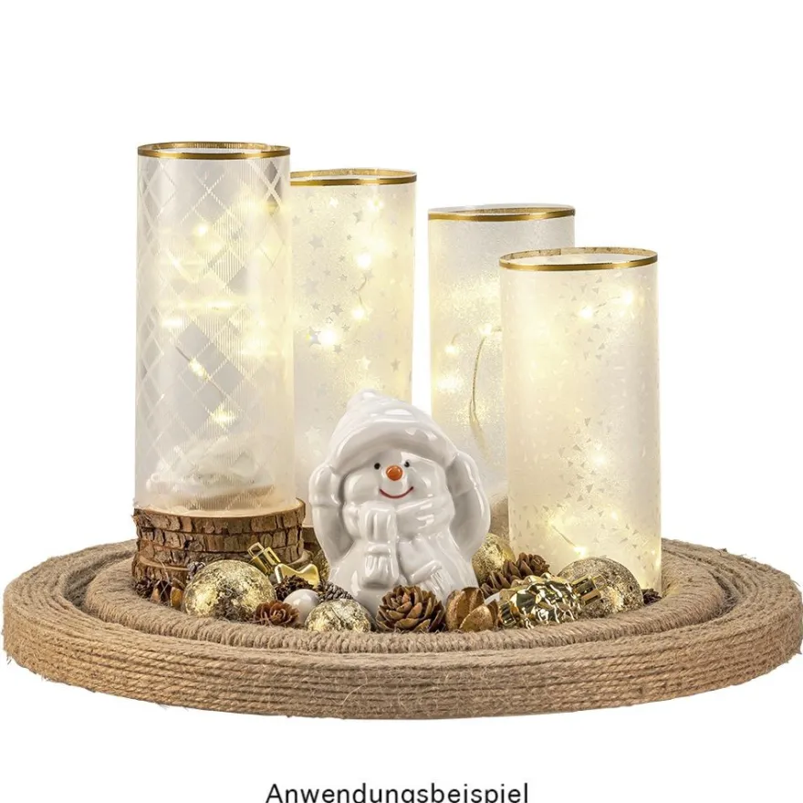 Deko-Figuren, Schneemänner 2, 3 Designs & Größen, weiß, 3 Stück