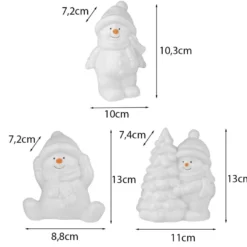 Deko-Figuren, Schneemänner 2, 3 Designs & Größen, weiß, 3 Stück