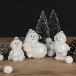 Deko-Figuren, Schneemänner 1, 3 Designs & Größen, weiß, 3 Stück