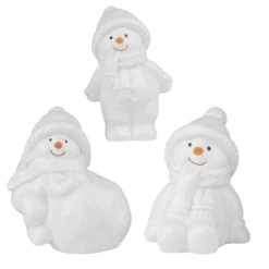Deko-Figuren, Schneemänner 1, 3 Designs & Größen, weiß, 3 Stück