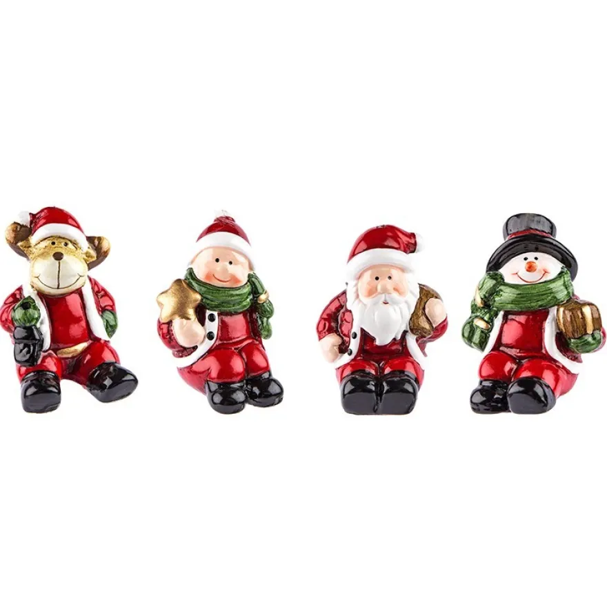 Deko-Figuren, Weihnachten 1, 6cm hoch, sitzend, 4 Stück