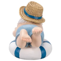 Deko-Figur, Wichtel auf Schwimmring 2, 17,2cm x 13cm x 14,9cm