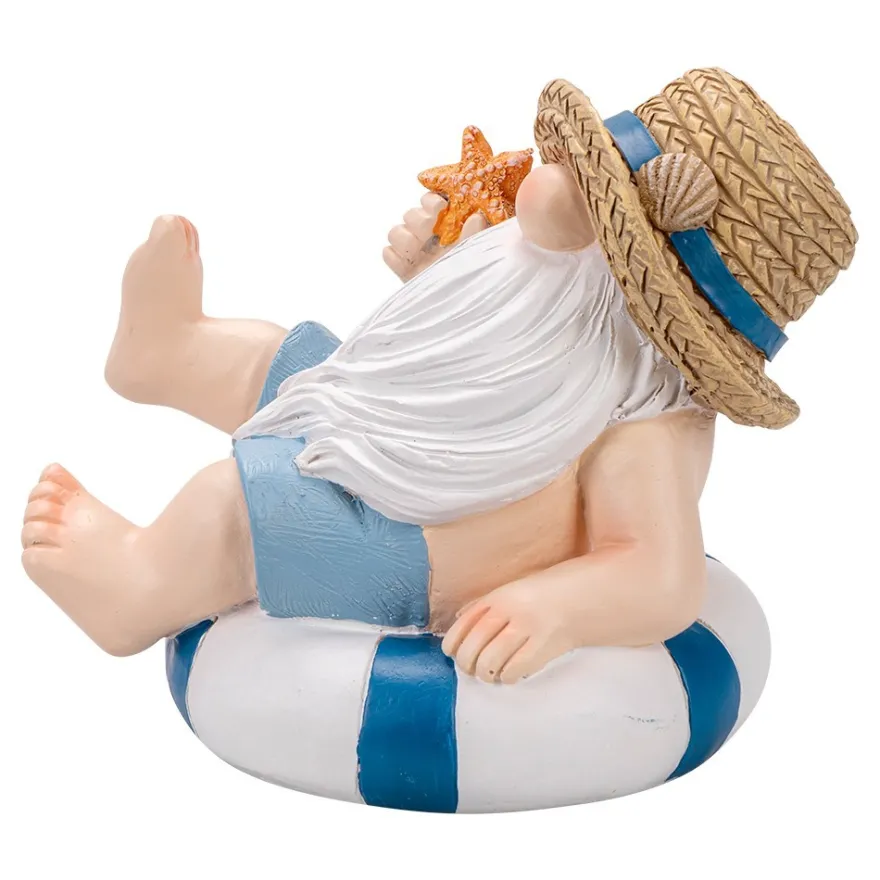 Deko-Figur, Wichtel auf Schwimmring 1, 17,4cm x 13cm x 14,8cm