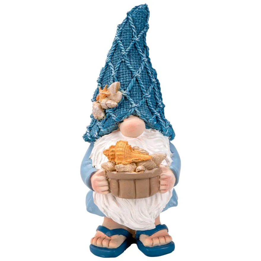 Deko-Figur, Wichtel mit Muscheln 1, 7,1cm x 8,6cm x 17,6cm