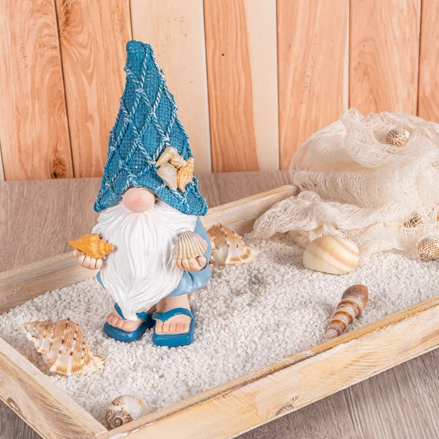 Deko-Figur, Wichtel mit Muscheln 2, 8,1cm x 6,8cm x 17,2cm