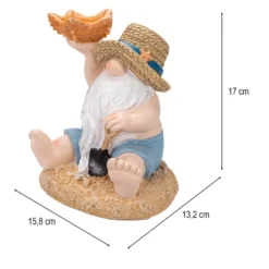 Deko-Figur, Wichtel mit Seestern, 15,8cm x 13,2cm x 17cm