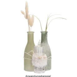 Deko-Flasche, Ø 6cm, 18cm, gefrostet grün