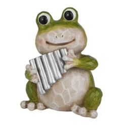 Deko-Frosch mit Panflöte, 13,5cm hoch, 11cm breit