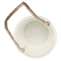 Deko-Gefäß mit Henkel aus Jute, 8,5cm hoch, Ø9,4cm, Rohling, weiß