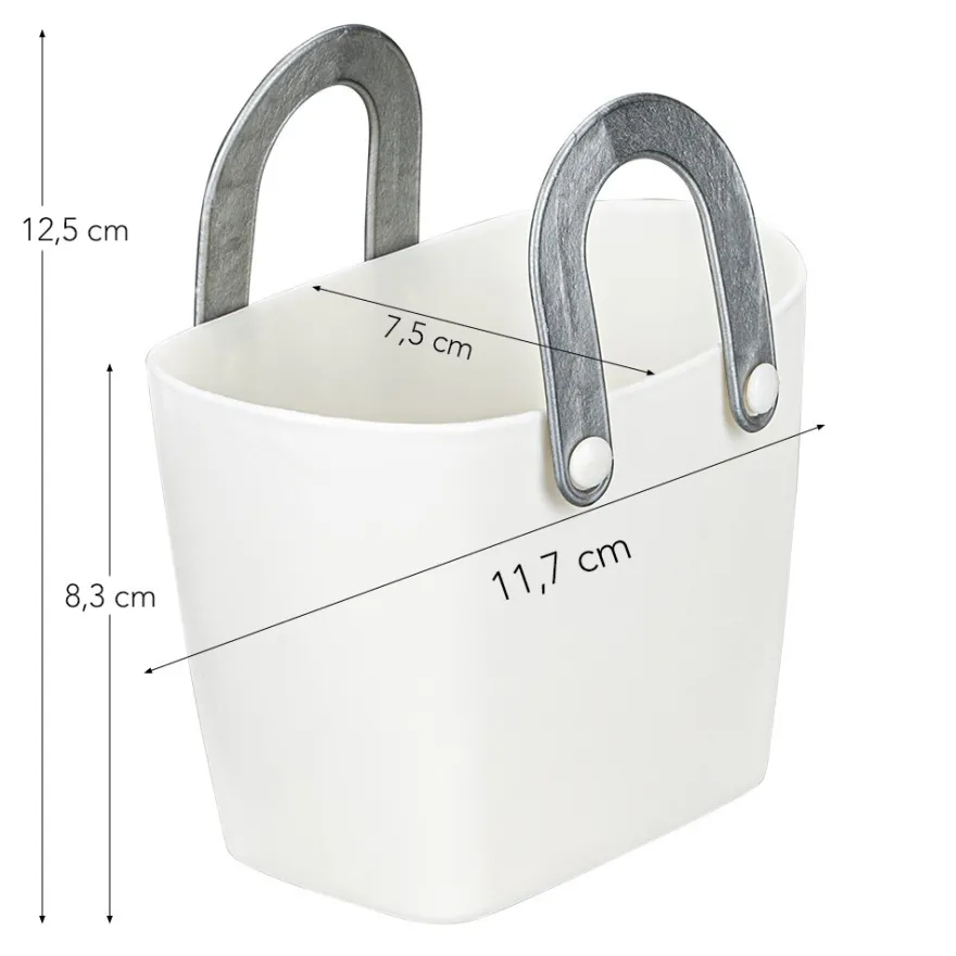 Deko-Gefäß mit Henkeln, 8,3cm x 11,7cm x 7,5cm, Rohling, weiß