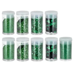Deko-Glitzer Vielfalt, 9 Dosen mit je 2g, 5 Variationen, grün