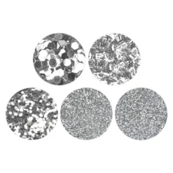 Deko-Glitzer Vielfalt, 9 Dosen mit je 2g, 5 Variationen, silber