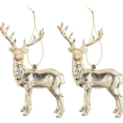 Deko-Hirsche, Design 1, 11,5cm x 14,5cm, gold-metallic, 2 Stück