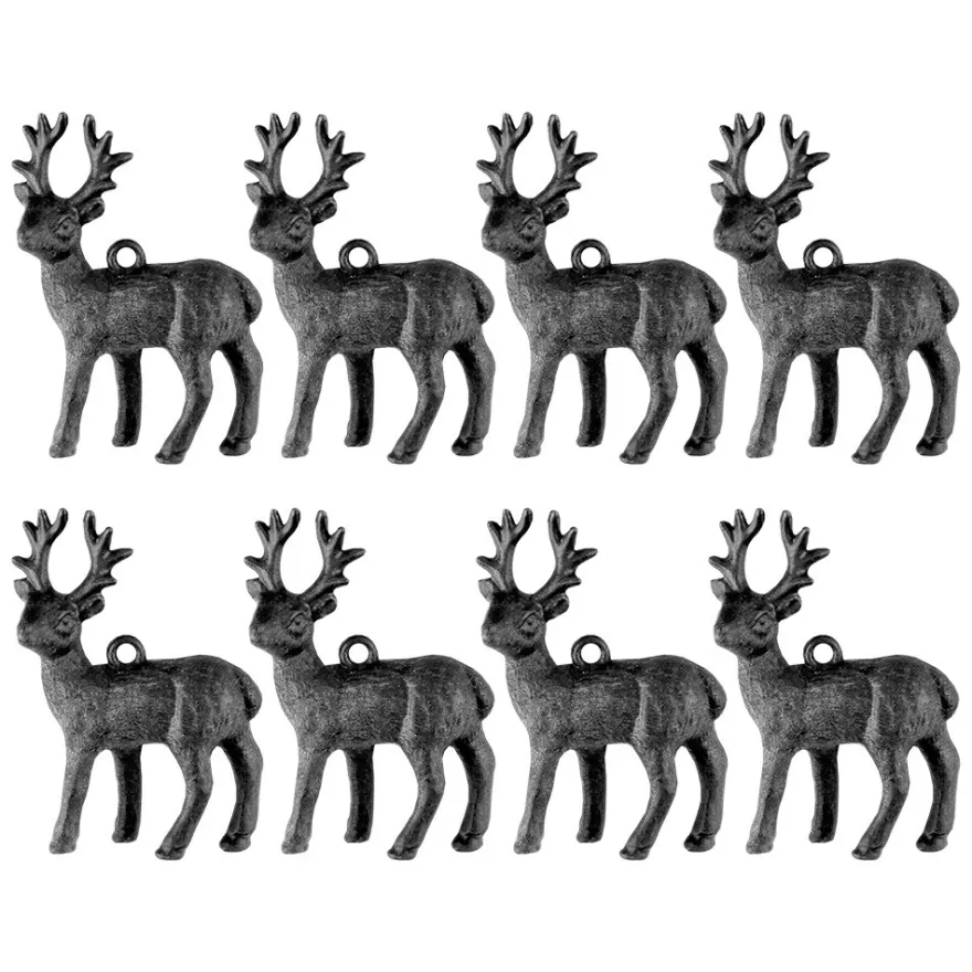 Deko-Hirsche 4, Rohlinge, 4,5cm x 6,5cm x 1,3cm, mit Öse zum Aufhängen, 8 Stück