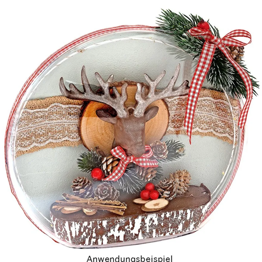 Deko-Hirschköpfe, Rohlinge, 11,5cm x 14cm x 6cm, 3 Stück