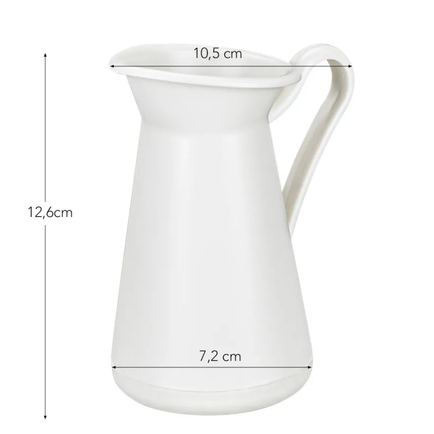 Deko-Kanne mit Floristik, 12,6cm x 10,5cm x 7,2cm, Rohling, weiß