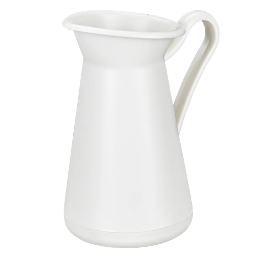 Deko-Kanne mit Floristik, 12,6cm x 10,5cm x 7,2cm, Rohling, weiß