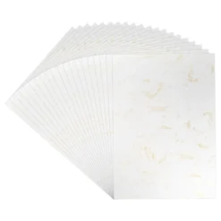 Deko-Karton, Marmoroptik, DIN A4, 230g/m², Marmoroptik in Weiß/Gold, 20 Bogen