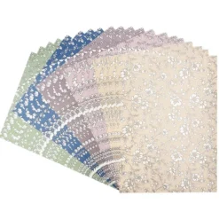 Deko-Karton, Pearl, Blumen, DIN A4, 5 verschiedene Farben, 20 Bogen