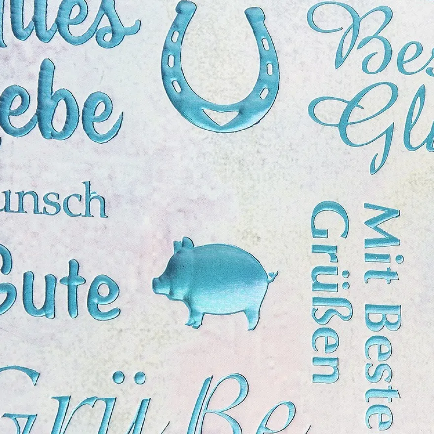 Deko-Karton, Unique, Glückwünsche, DIN A4, 250 g/m², 4 Designs in 5 Farben, 20 Bogen