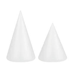 Deko-Kegel, Rohlinge, 2 Größen: Ø9,3cm, 12cm hoch; Ø9,3cm, 16cm hoch. transluzent-weiß, 2 Stück