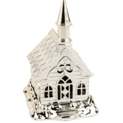 Deko-Kirchen, 9,9cm x 7,5cm x 5,9cm, glänzend hellgold, 2 Stück